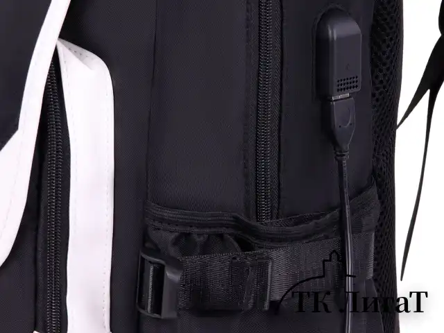 Рюкзак HEIKKI FUSION (ХЕЙКИ) универсальный, USB-порт, черный с белыми вставками, 45х31х15 см, 272578