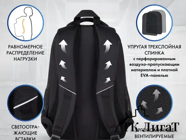 Рюкзак BRAUBERG CONCEPT универсальный, 2 отделения, светоотражающий принт, Night city, 45х30х18 см, 272582