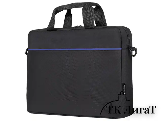Сумка портфель BRAUBERG PRACTICAL с отделением для ноутбука 15,6", Blue line, черная, 29х40х7 см, 272603