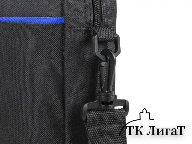 Сумка портфель BRAUBERG PRACTICAL с отделением для ноутбука 15,6", Blue line, черная, 29х40х7 см, 272603