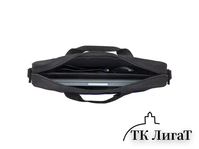 Сумка портфель BRAUBERG PRACTICAL с отделением для ноутбука 15,6", Blue line, черная, 29х40х7 см, 272603