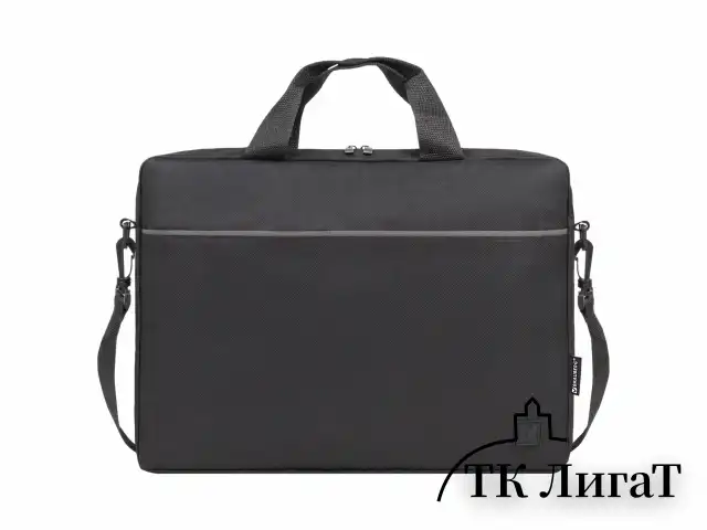Сумка портфель BRAUBERG PRACTICAL с отделением для ноутбука 15,6", Grey line, черная, 29х40х7 см, 272604