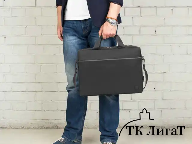 Сумка портфель BRAUBERG PRACTICAL с отделением для ноутбука 15,6", Grey line, черная, 29х40х7 см, 272604