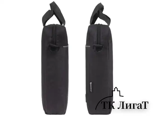 Сумка портфель BRAUBERG PRACTICAL с отделением для ноутбука 15,6", Grey line, черная, 29х40х7 см, 272604