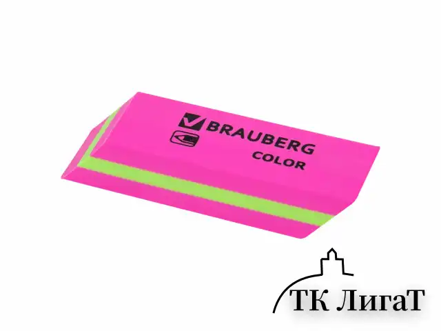 Ластик BRAUBERG "Color", 55х15х13 мм, прямоугольный, скошенный, яркие цвета ассорти, 272671