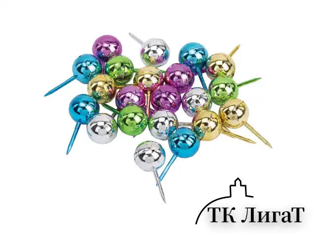Силовые кнопки-гвоздики BRAUBERG METALLIC, цвет ассорти металлик (шарики), 50 штук, 10 мм, 272757