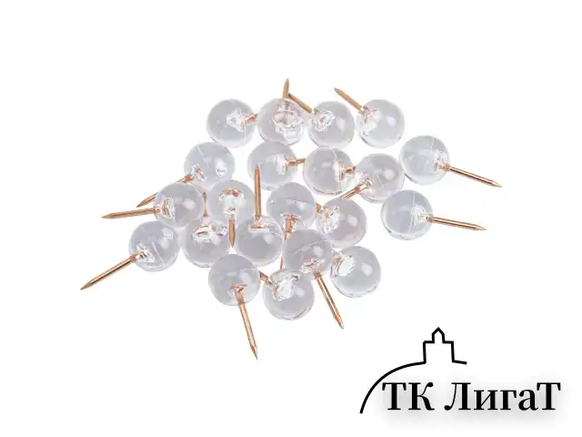 Силовые кнопки-гвоздики BRAUBERG CLEAR & GOLD, прозрачные с золотистым (шарики), 100 штук, 11 мм, 272760