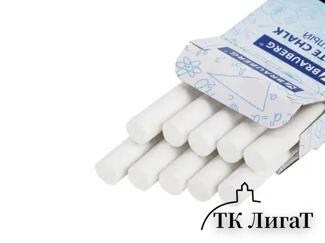 Мел белый круглый мягкий, 10 штук, BRAUBERG, картонная упаковка, европодвес, 272766