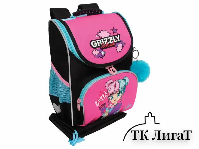 Ранец GRIZZLY анатомическая спинка, с мешком для обуви, для девочек, LIKE, 33х25х13 см, RAm-484-6/1
