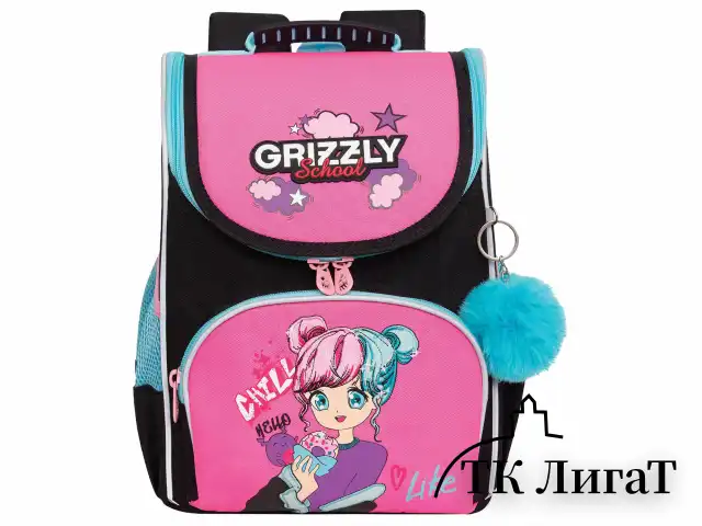 Ранец GRIZZLY анатомическая спинка, с мешком для обуви, для девочек, LIKE, 33х25х13 см, RAm-484-6/1