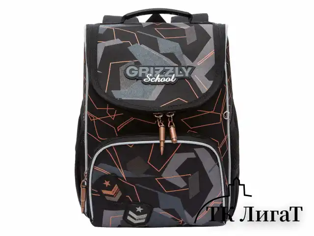 Ранец GRIZZLY анатомическая спинка, с мешком для обуви, для мальчиков, SERIOUS, 33х25х13 см, RAm-485-6/1