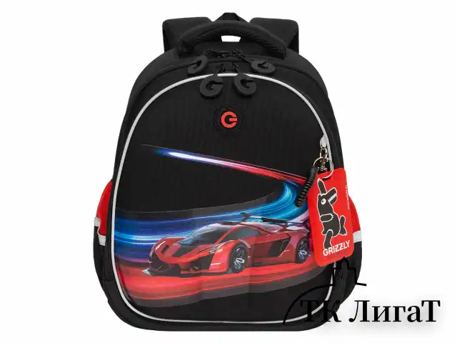 Ранец GRIZZLY анатомическая спинка, с бейджем, для мальчиков, RACER, 36х28х20 см, RAz-487-12/1
