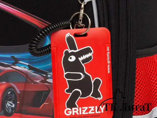 Ранец GRIZZLY анатомическая спинка, с бейджем, для мальчиков, RACER, 36х28х20 см, RAz-487-12/1