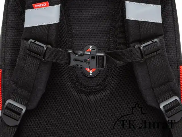 Ранец GRIZZLY анатомическая спинка, с бейджем, для мальчиков, RACER, 36х28х20 см, RAz-487-12/1