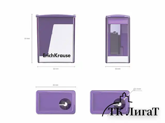 Точилка ERICH KRAUSE "City Mini", с контейнером, пластиковая, корпус ассорти, 61277