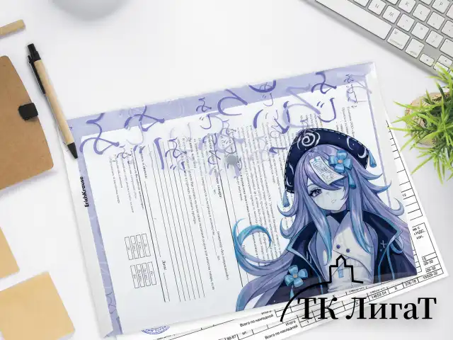 Папка-конверт с кнопкой ERICH KRAUSE "Manga Girls", А4, до 120 л., ассорти, 0,18 мм, 61156