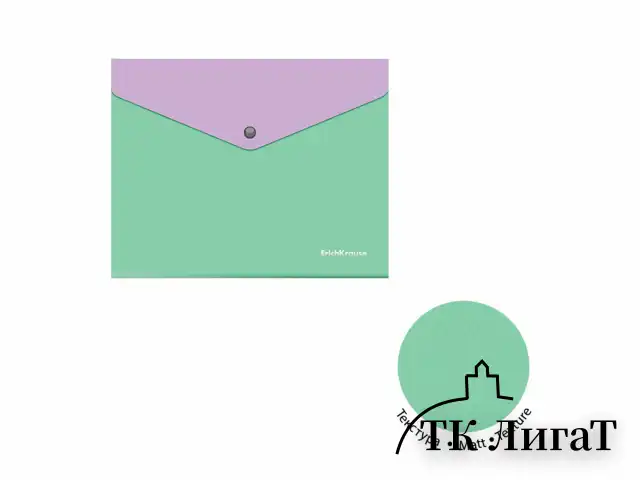 Папка-конверт с кнопкой ERICH KRAUSE "Matt Pastel Bloom", А5+, до 120 л., с карманом, ассорти, 0,18 мм, 61150