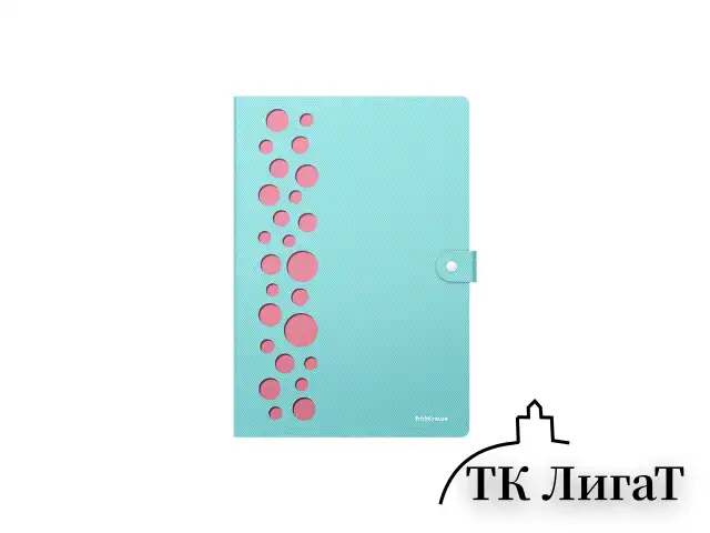 Папка-органайзер на кнопке 4 отделения, ERICH KRAUSE "Diagonal Pastel", 600 мкм, до 150 л., А4, ассорти, 61211