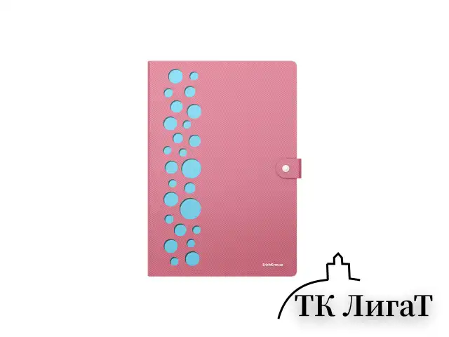 Папка-органайзер на кнопке 4 отделения, ERICH KRAUSE "Diagonal Pastel", 600 мкм, до 150 л., А4, ассорти, 61211