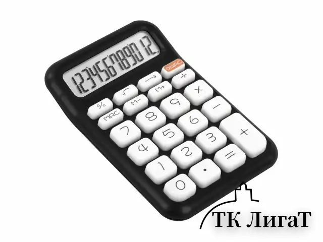 Калькулятор настольный BRAUBERG KW-500-BK (93x148 мм), 3D-кнопки, 12 разрядов, черный, 272954
