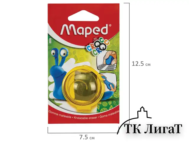 Ластик-клячка художественный MAPED Croc Croc "Улитка" в футляре, 40x36x10 мм, мягкий, голубой, 014501