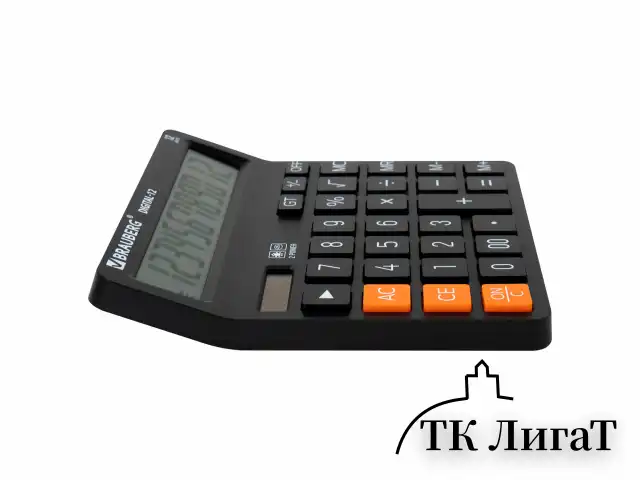 Калькулятор настольный BRAUBERG DIGITAL-12-BK (151х152 мм), 12 разрядов, двойное питание, ЧЕРНЫЙ, 272968