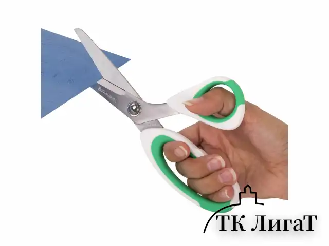 Ножницы BRAUBERG "MAXI" КОМПЛЕКТ 4 шт.: 115, 145, 205 мм + сниппер (для ниток), бело-зеленые ручки, 272982