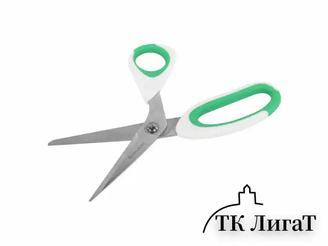 Ножницы BRAUBERG "MAXI" КОМПЛЕКТ 4 шт.: 115, 145, 205 мм + сниппер (для ниток), бело-зеленые ручки, 272982