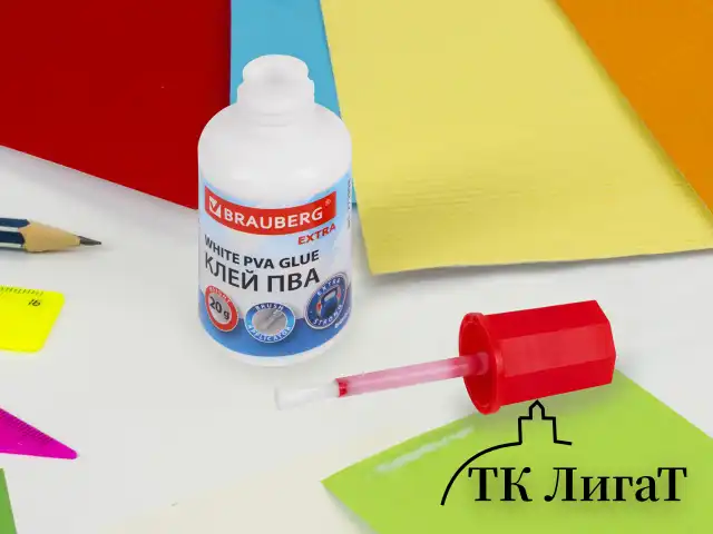 Клей ПВА УСИЛЕННЫЙ 20 г с кисточкой (бумага, фотографии, картон, дерево), BRAUBERG Extra, 272998