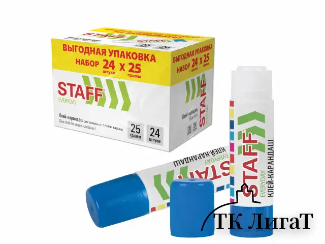 Клей-карандаш 25 г, ВЫГОДНАЯ УПАКОВКА, КОМПЛЕКТ 24 ШТУКИ, STAFF EVERYDAY, 273018