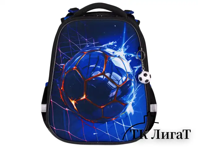 Ранец BRAUBERG PREMIUM, 2 отделения, с брелоком, "Score goal", 3D-панель, 38х29х16 см, 273102