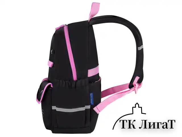 Рюкзак BRAUBERG PASTEL с термонашивками в комплекте, "Black kitty", черный, 40х29х14 см, 273128