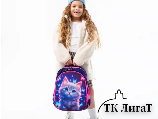 Ранец BRAUBERG KIDS STANDARD, 2 отделения, Curious cat, 36х28х14 см, 273145