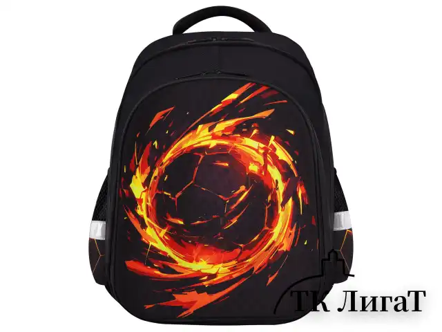 Ранец BRAUBERG KIDS STANDARD, 2 отделения, Fire split, 3D-панель, 36х28х14 см, 273147