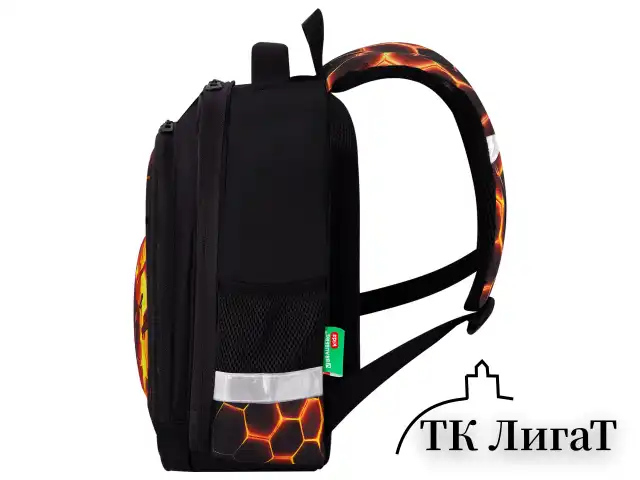 Ранец BRAUBERG KIDS STANDARD, 2 отделения, Fire split, 3D-панель, 36х28х14 см, 273147