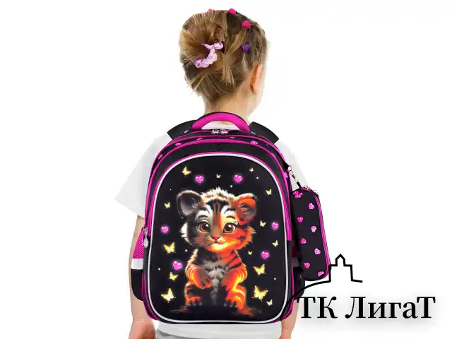 Рюкзак BRAUBERG KIDS MIND с пеналом в комплекте, 2 отделения, "Tiger Cub", 40х28х18 см, 273175