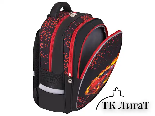 Рюкзак BRAUBERG KIDS MIND с пеналом в комплекте, 2 отделения, "Fiery Road", 40х28х18 см, 273177