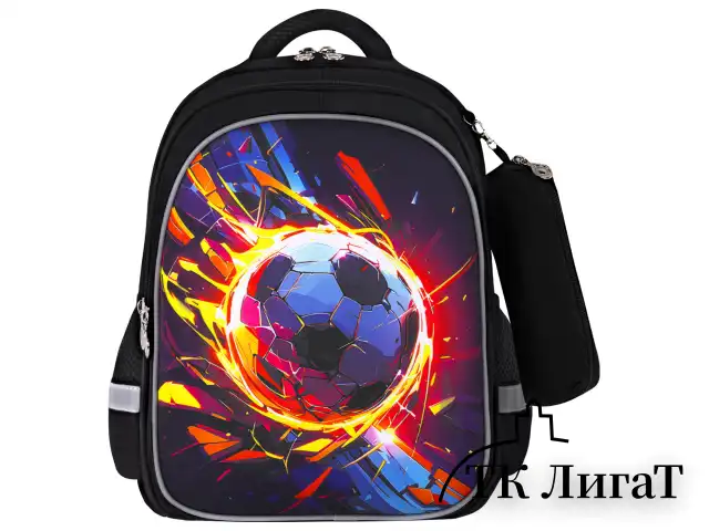Рюкзак BRAUBERG KIDS MIND с пеналом в комплекте, 2 отделения, "Football", 40х28х18 см, 273178