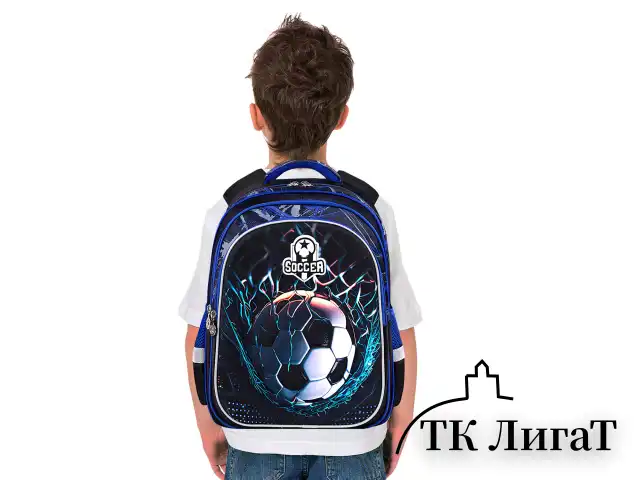 Рюкзак BRAUBERG KIDS FLOSSY, 2 отделения, 3 кармана, "Soccer Club", 3D-панель, 40х28х18 см, 273181