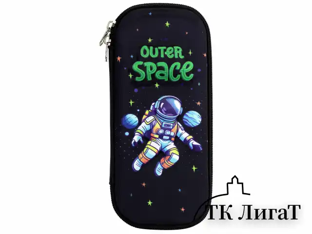 Пенал ЮНЛАНДИЯ, 1 отделение, карман, полиэстер/EVA, 22х10х5 см, "Outer space", 273192