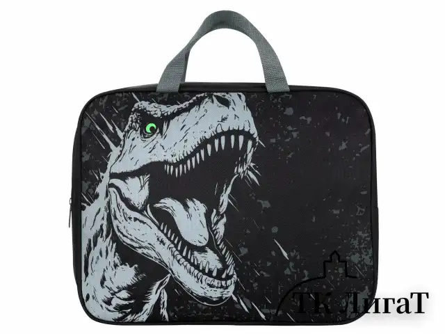 Папка на молнии с ручками BRAUBERG А4, 1 отделение, полиэстер, 80 мм, "Scary dino", 273308