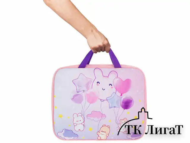 Папка на молнии с ручками BRAUBERG KIDS А4, 1 отделение, полиэстер, 80 мм, "Dreamy clouds", 273314