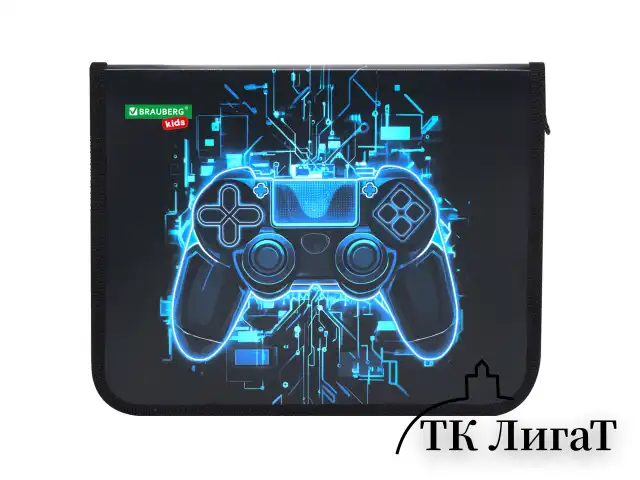 Папка для тетрадей BRAUBERG KIDS А5, 1 отделение, пластик, молния вокруг, "Digital gamepad", 273326