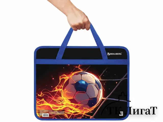 Папка на молнии с ручками BRAUBERG А4, 1 отделение, пластик, 80 мм, "Burning ball", 273373