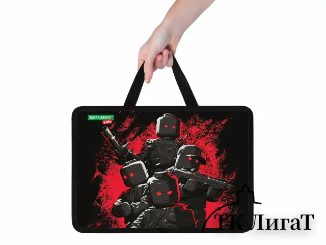 Папка на молнии с ручками BRAUBERG KIDS А4, 1 отделение, пластик, 100 мм, "Terrible fighters", 273377