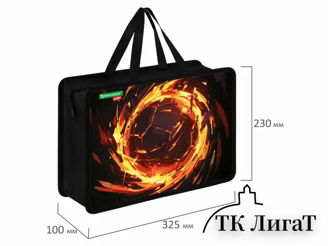 Папка на молнии с ручками BRAUBERG KIDS А4, 1 отделение, пластик, 100 мм, "Fire split", 273378