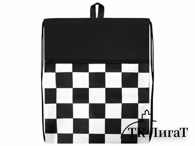 Мешок для обуви BRAUBERG БОЛЬШОЙ, с ручкой, карман на молнии, сетка, 49х41 см, "Black and white", 273452