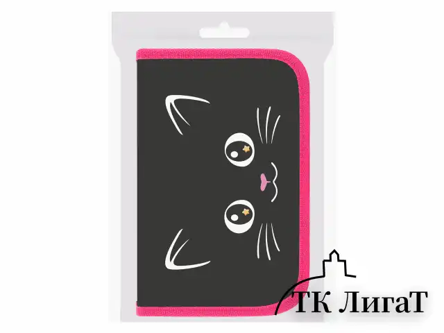 Пенал ПИФАГОР, 1 отделение, ламинированный картон, 19х11 см, "Dark kitten", 273467