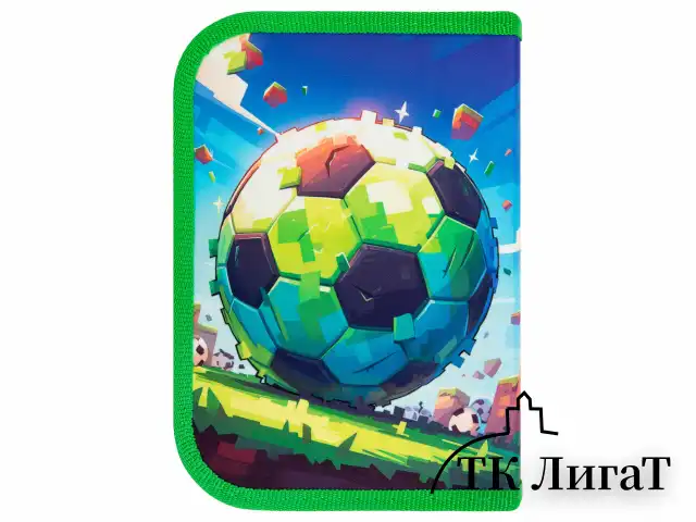 Пенал ПИФАГОР, 1 отделение, 1 откидная планка, полиэстер, 19х13 см, "Football match", 273476