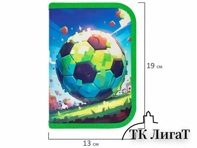 Пенал ПИФАГОР, 1 отделение, 1 откидная планка, полиэстер, 19х13 см, "Football match", 273476